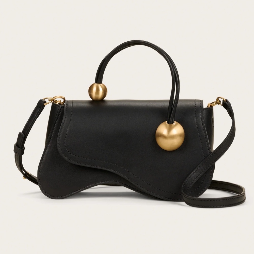 Cult Gaia Black Leather Kazia Crossbody